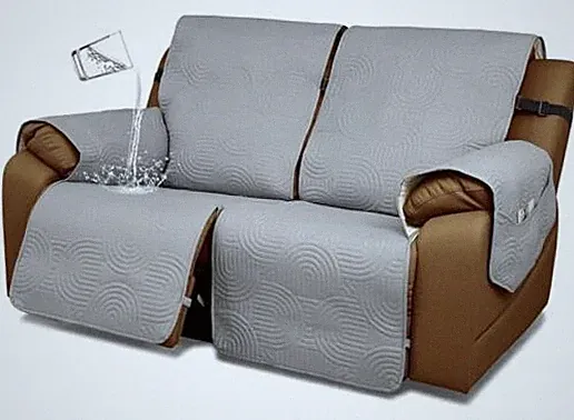 Waterproof Recliner Sofa Cover,Non Slip Couch Cover for 2 Seater Light Grey