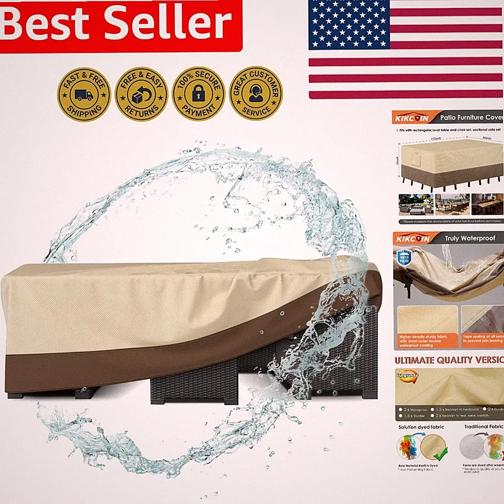 Waterproof Rectangular Patio Furniture Cover 110"L x 84"W - Anti-Fade Protection