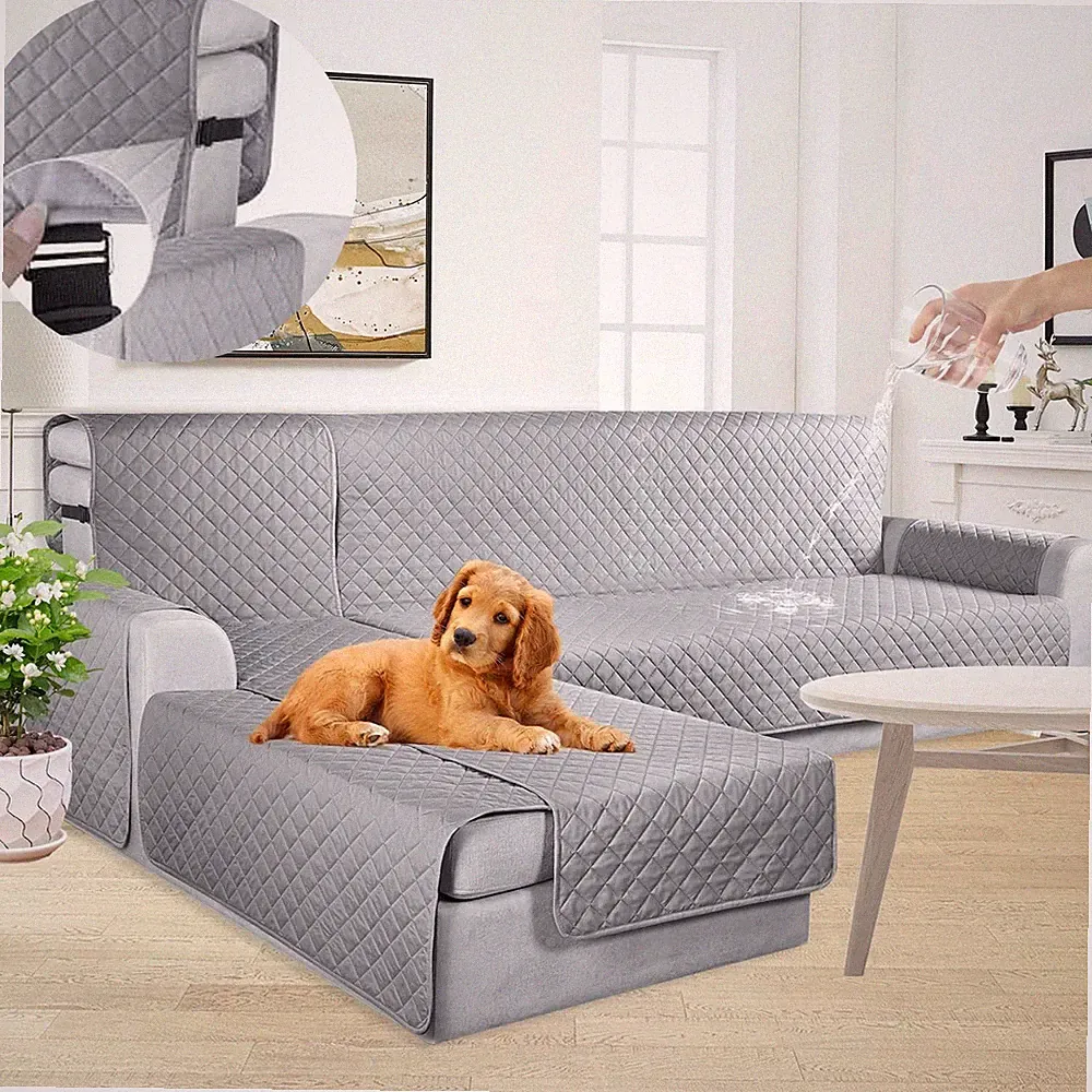 Waterproof Sectional Couch Covers 3-Piece L Shaped Sofa Slipcover for Kids Pets