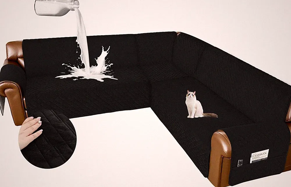 Waterproof Sectional Couch Covers L Shape Washable Velvet Sofa Cover for Section