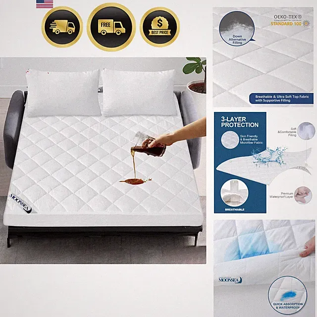 Waterproof Sofa Bed Mattress Protector Pad, Absorbent Queen Sleeper Sofa Matt...