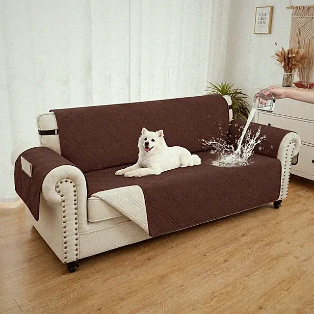 Waterproof Sofa Cover for Dogs, Large, Coffee, Washable, Anti Slip Couch Cover