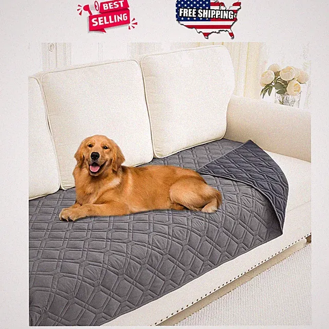 Waterproof Sofa Cover for Dogs Reversible 30x70 Inch Geometric Gray Protector