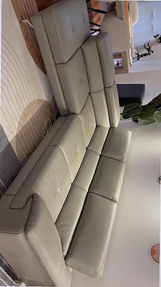 Wayfair Light Gray Leather Sectional Sofa, Contemporary, Metal Legs, Seats 5