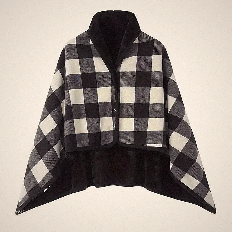 Wearable Plaid Fleece Blanket Button Winter Warm Throw Sofa Bed Office Travel