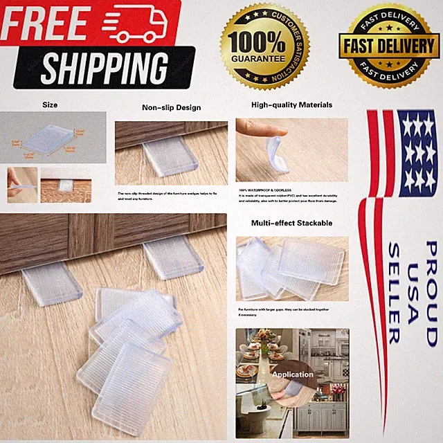 Weather Resistant 8 Pcs Clear Shims for Furniture Leveling - Ultimate Stability