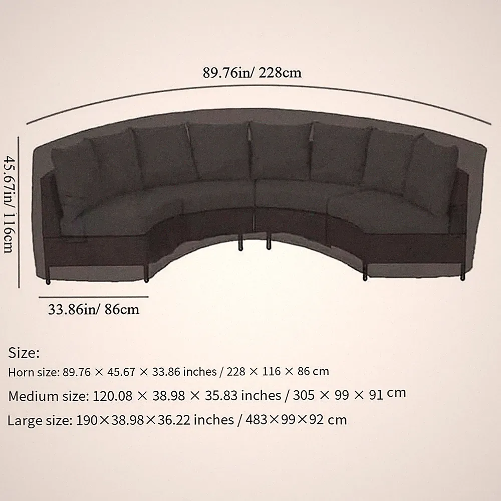 Weather Resistant Curved Sectional Cover Outdoor Sofa Patio Protection