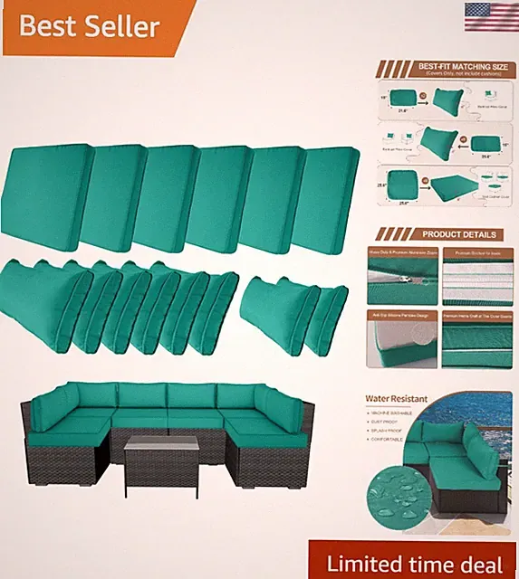 Weather-Resistant Outdoor Cushion Covers 14-Piece Set for Stylish Patios