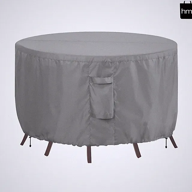 Weatherproof 84" Round Sofa Cover - Adjustable, Durable Oxford Fabric in Grey