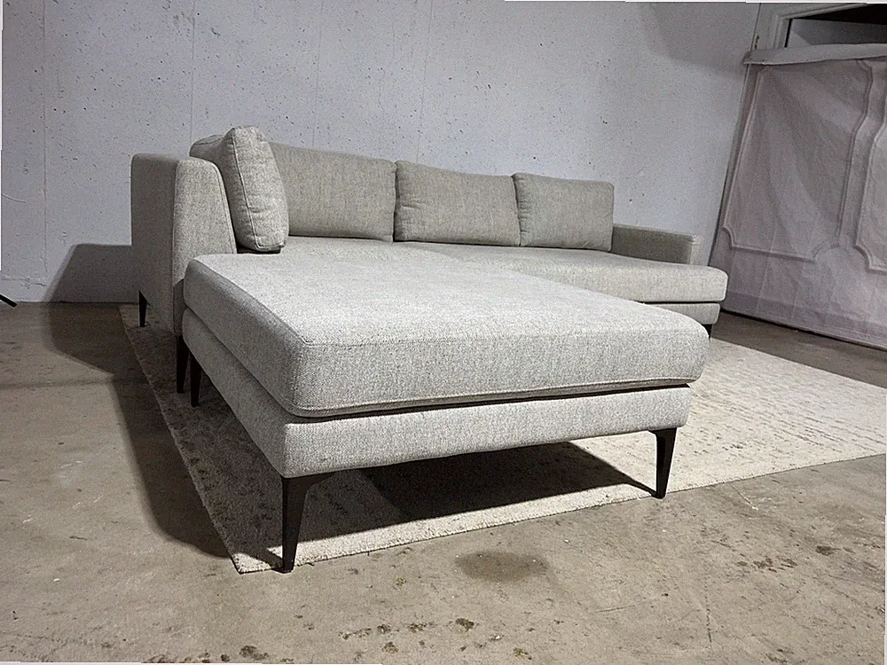 West Elm Andes 3-Piece Ottoman L Shape Sectional 94” in Twill Gravel