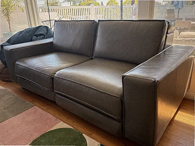 West Elm Axel Motion Reclining Sofa In Gray Vegan Leather