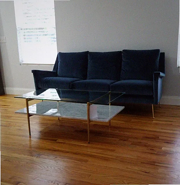 West Elm Carlo Sofa, Astor Velvet, Lagoon (Good Conditon)