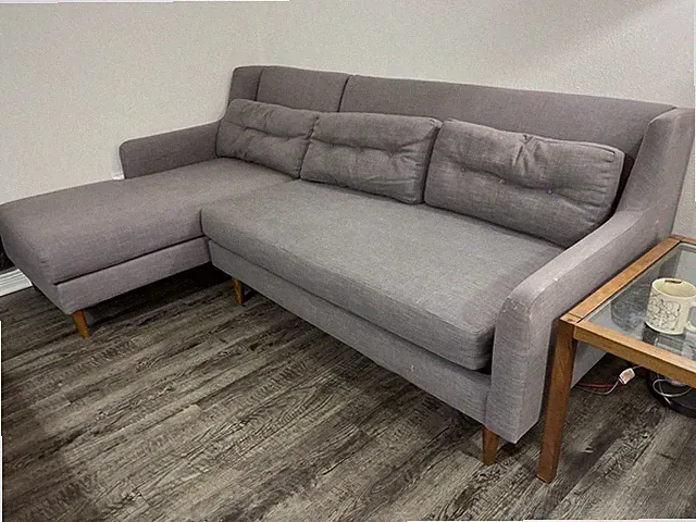 West Elm Crosby 2-Piece Left Chaise Sectional, Light Grey