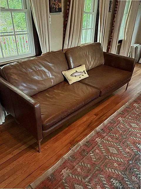 West Elm Leather 3-Seat Sofa Contemporary/Modern Modern English Arms 84x34x32