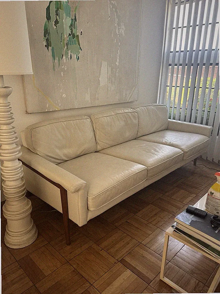 West Elm Leon MCM White Leather sofa - great condition