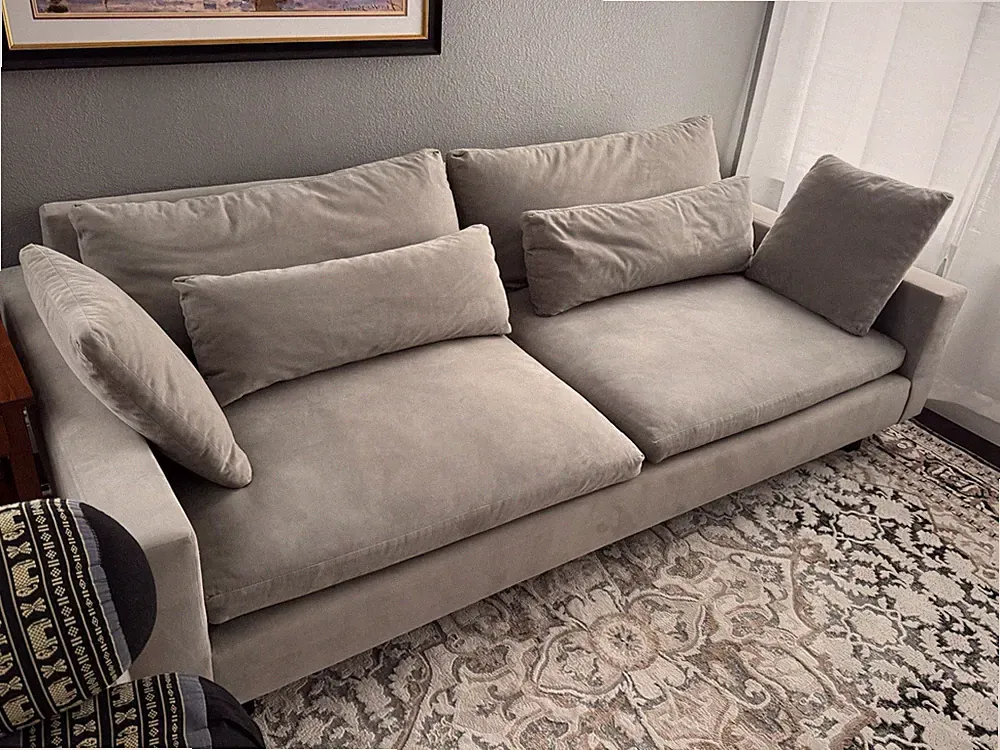 West Elm Performance Velvet Harmony Sofa with Removable Cushions