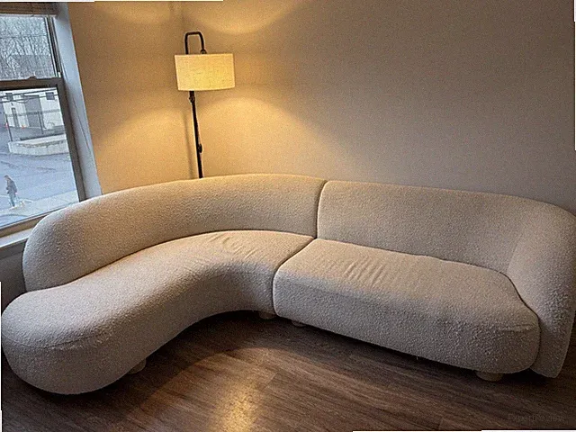 West Elm Sofa: Laurent 2-Piece Wedge Chaise Sectional, Alabaster Boucle