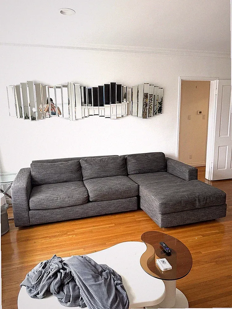 West Elm Urban 2-Piece Chaise Sectional 106” Pewter Performance Linen Weave