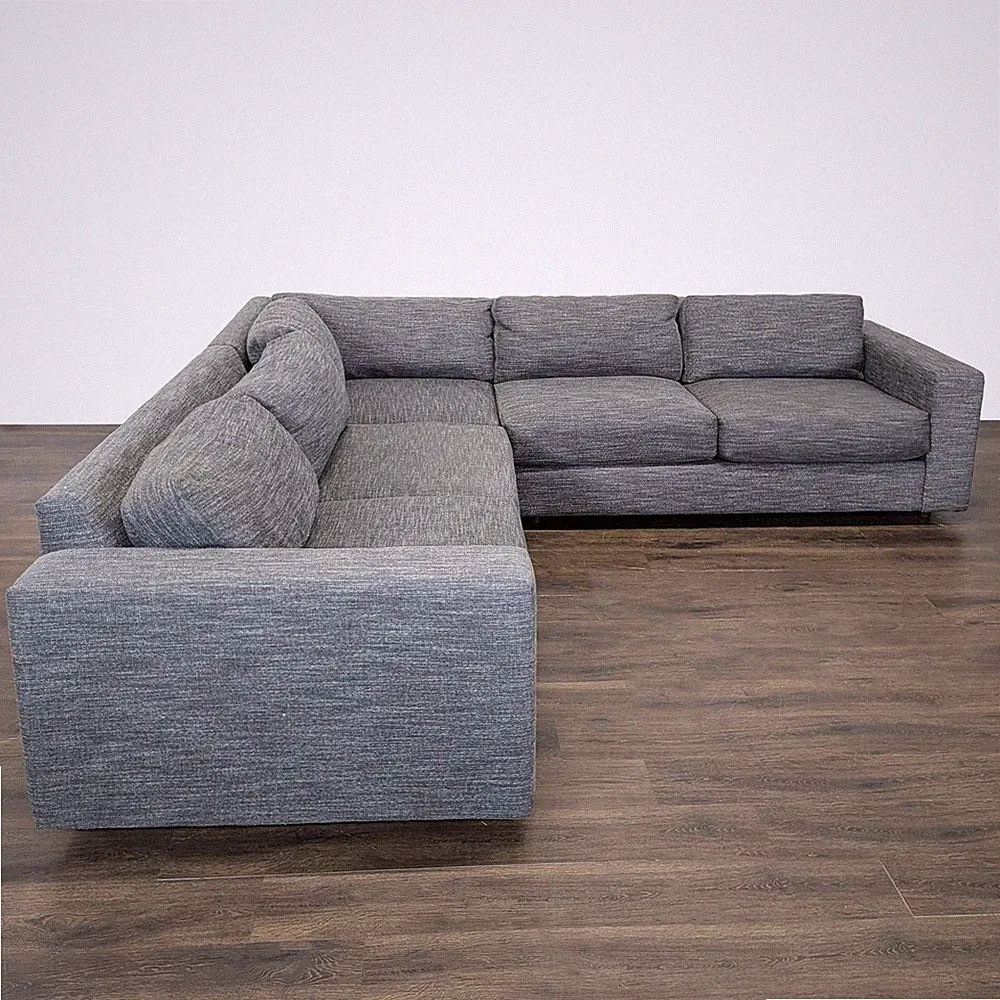 West Elm Urban Modern Gray Fabric Sectional Sofa - Spacious