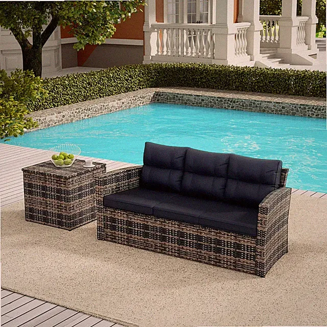 WestinTrends 2-Piece Outdoor Three Seater Sofa with Side Table Blue