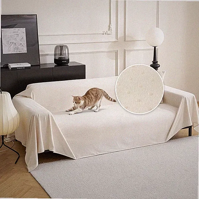 White Couch Covers for 3 Cushion Couch Sofa, Pet Friendly Dog Couch Cover Cat...