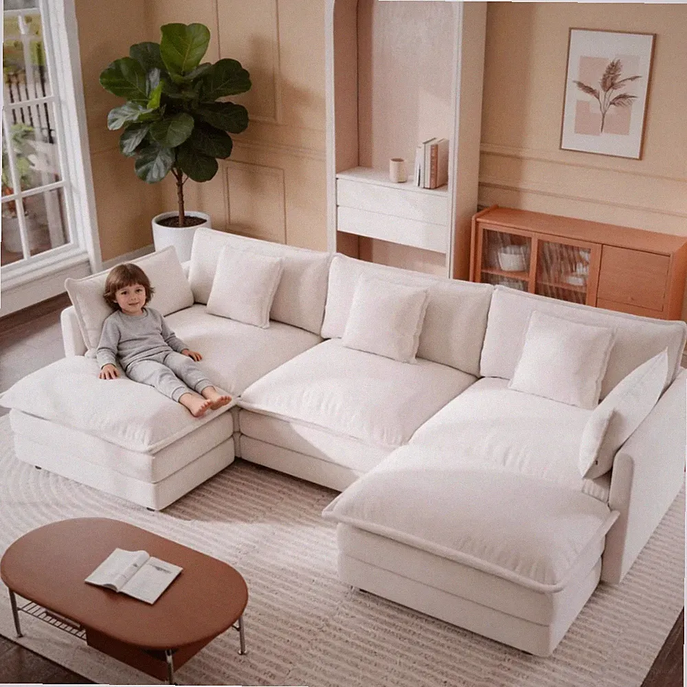 White Durable Modular Sectional Sofa Living Room Furniture Sectional With Seat