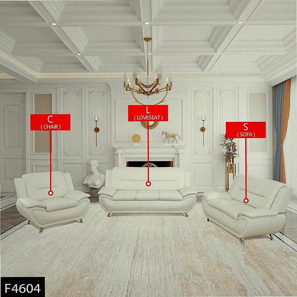 White Faux Leather 1~3-Piece Couch Living Room Sofa