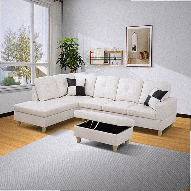 White Faux Leather 3-Piece Couch Living Room Sofa Set