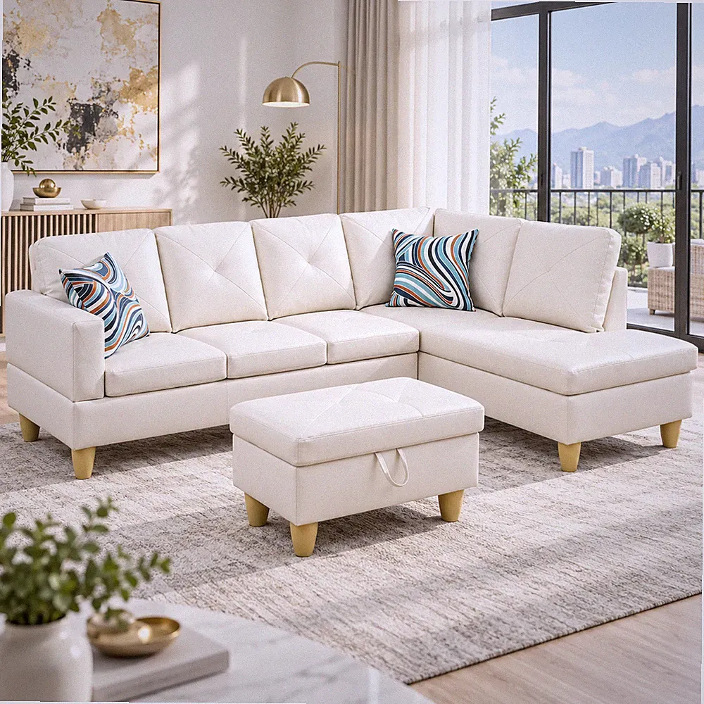 White Faux Leather 3-Piece Couch Living Room Sofa Set B