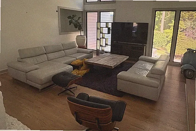 White Leather 3 piece Natuzzi Sofa w/ Chaise, Track Arms - seats 5