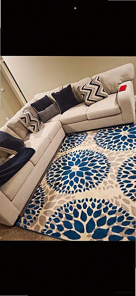 White Linen L-Shaped Sectional Sofa, Solid Pattern, Wood Frame, Living Room