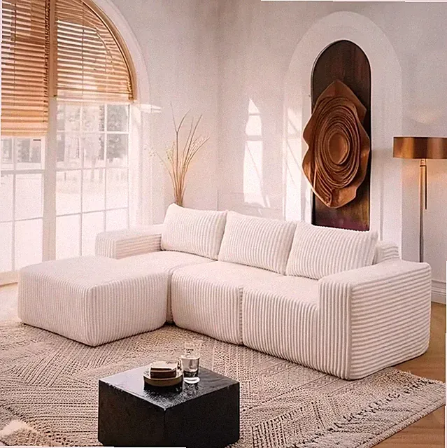 White Modular Boneless Couches Cloud Couch L-Shaped Sectional Sofa