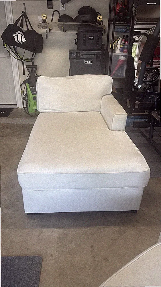 White Modular Sectional Sofa, Contemporary Style, Cotton Blend Upholstery