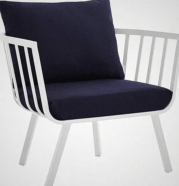 White Navy Riverside Aluminum Patio Armchair - Stylish Outdoor Seating