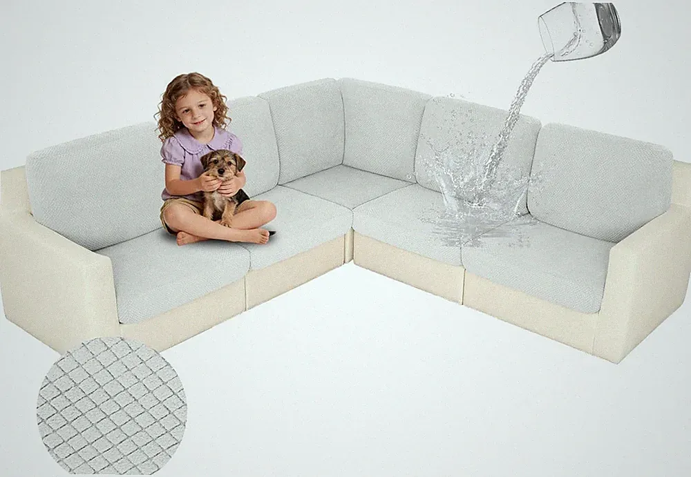 White Sectional Couch Covers, 100% Waterproof High Stretch Sofa Slipcovers Soft