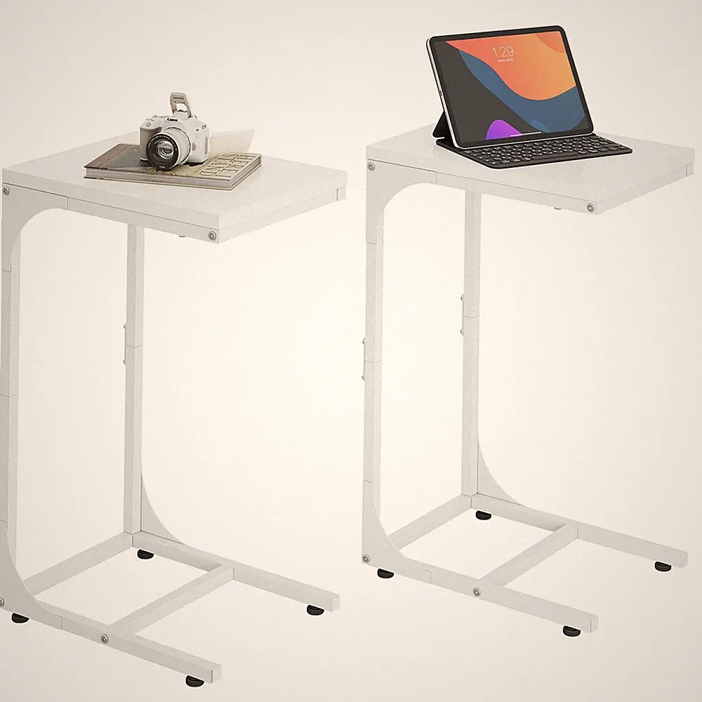White Side End C Tables Set Of 2 For Living Room TV Tray Bedroom Sofa Couch Home