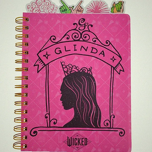 Wicked Journal Spiral Bound Pink Glinda Bookmarks Sections 96 Pages 8" x 6" New