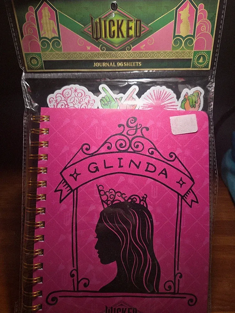 Wicked Journal Spiral Bound Pink Glinda Bookmarks Sections 96 Pages New