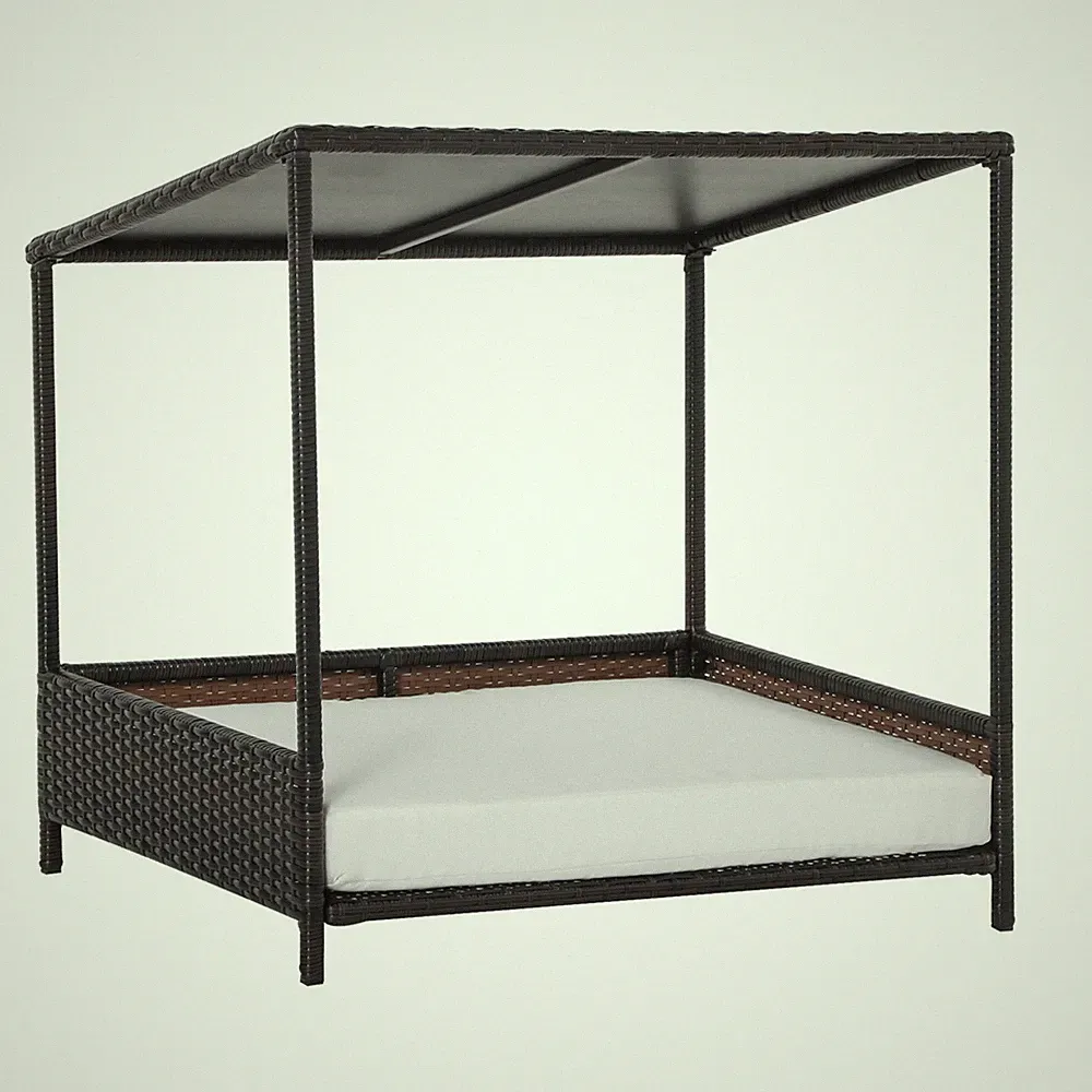 Wicker House Raised Puppy Bed Cat Shelter Indoor Outdoor Pet Sofa for Medium Dog