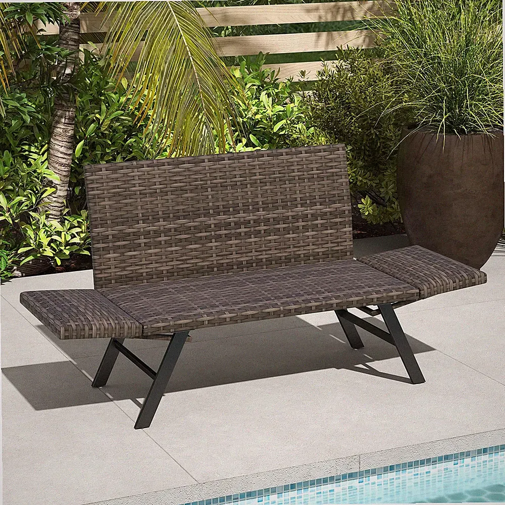 Wicker Outdoor Convertible Futon Couch Sofa Bed Patio Furniture For Porch Pool
