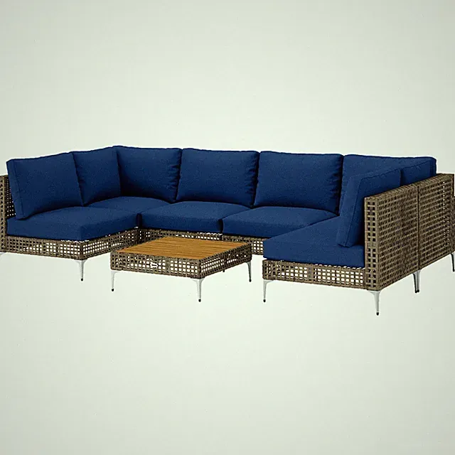 Wicker Patio Set 7-Piece Outdoor with Modular Sectional Sofa