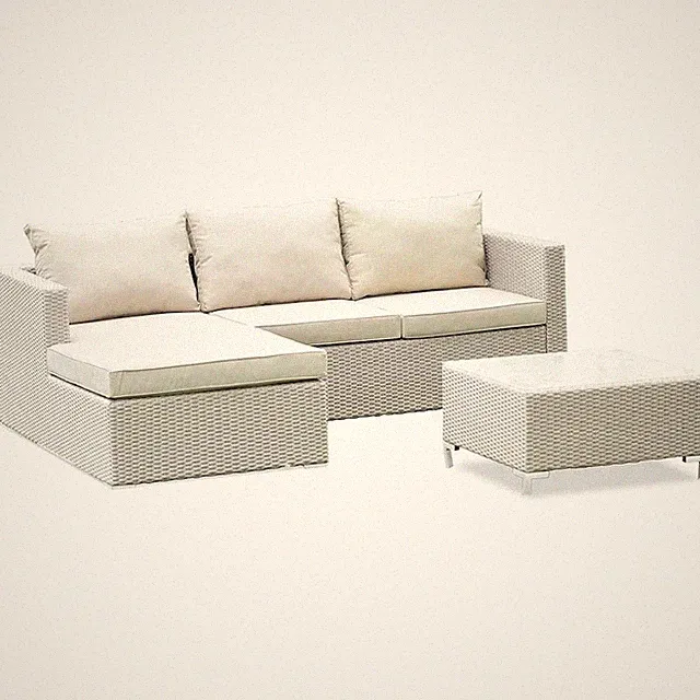 Wicker Patio Set Natural Linen, ACL3S03A
