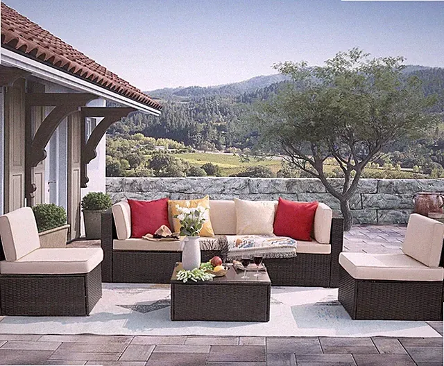 Wicker Sectional sofa Pe Rattan sets with cushion