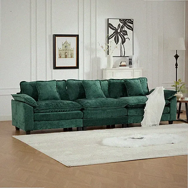 Wider Armrest 3 Seats (Ottoman is not included), Modern Sectional Couch, for
