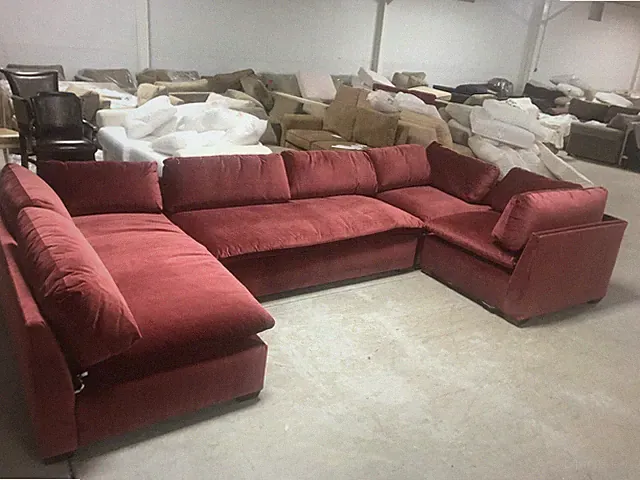 Williams Sonoma Pottery Barn Laguna Cordovan Velvet Sofa Sectional 4 pc 26" deep