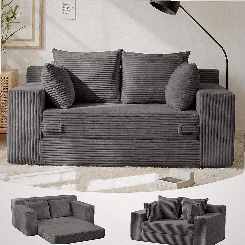 Winzon Boneless Loveseat, 3 in 1 Convertible Sofa Bed Sleeper Sofa Floor Futo...
