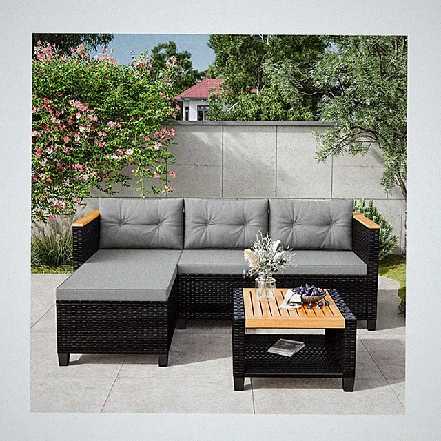 Wisteria Lane Small Patio Furniture Set, All-Weather PE Rattan Outdoor Sectio...