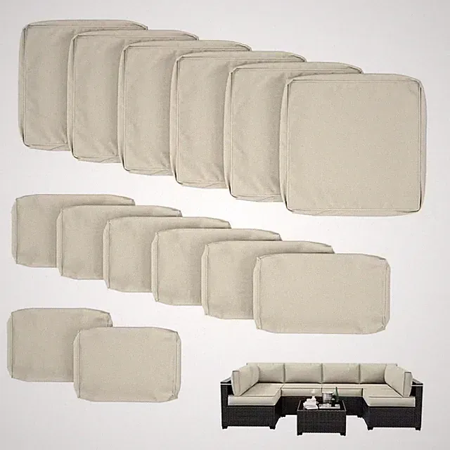 WNP 14-Piece Outdoor Cushion Slipcovers, Waterproof, Patio Sectional, Cream