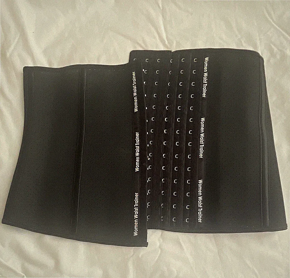 Women’s Black Waist Trainer Shapewear L Regular Boned Adjustable Hook & Eye