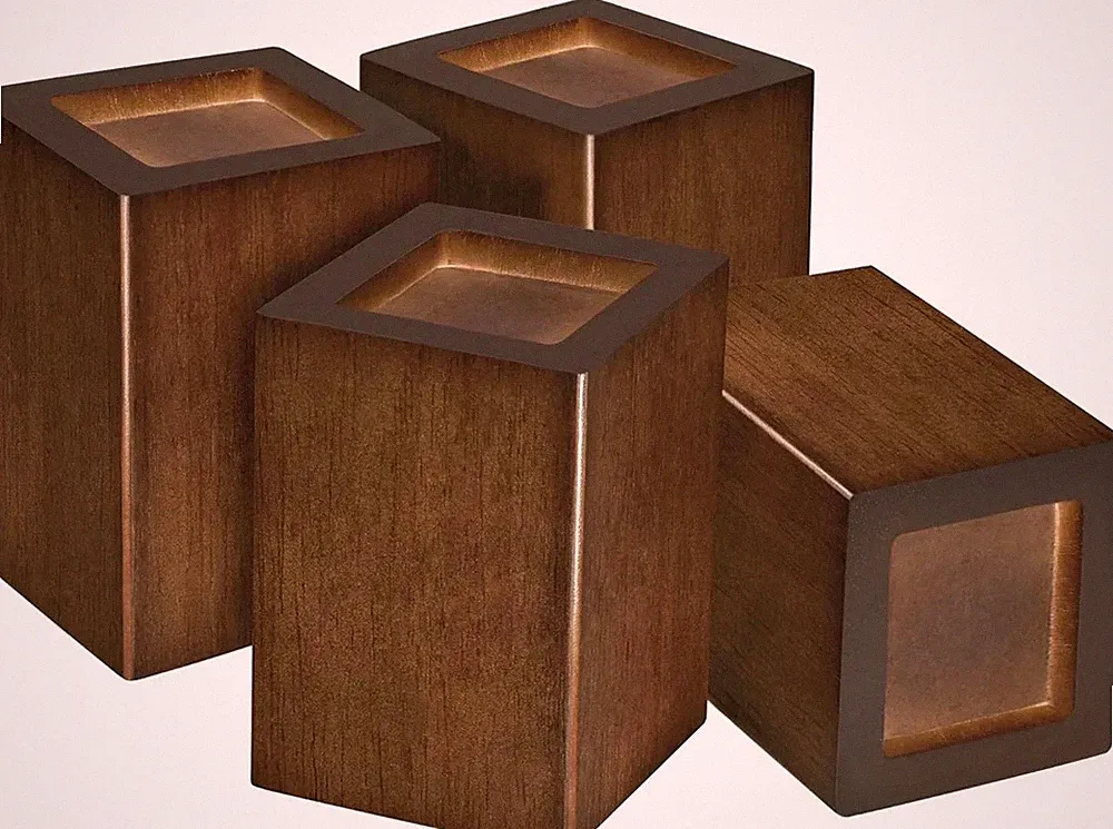 Wood Bed Risers Set of 4, Square Furniture Risers, 4 inch Couch Risers Heavy
